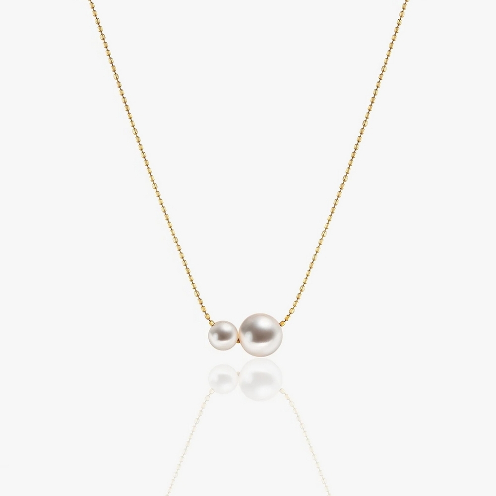 Gourd - 5-7.5mm Aurora Pearl Necklace 18K Gold - Picture 3 of 7